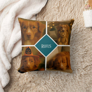 Coussin Idée de cadeau personnalisé avec 4 photos et texte