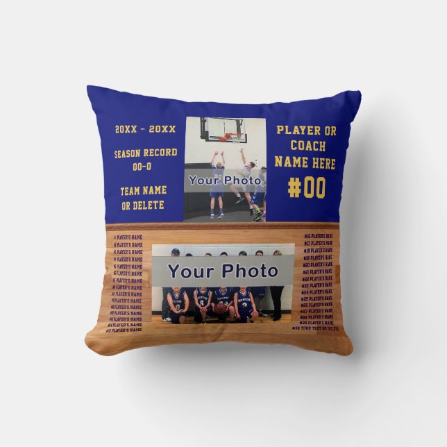 Coussin Idées Cadeaux De Basket-Ball, Vos PHOTOS, TEXTE &  (Recto)