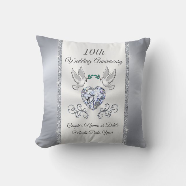 Coussin Idées cadeaux pour les couples, 10 ans d'histoire  (Recto)