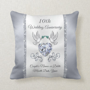 Coussin Idées cadeaux pour les couples, 10 ans d'histoire 