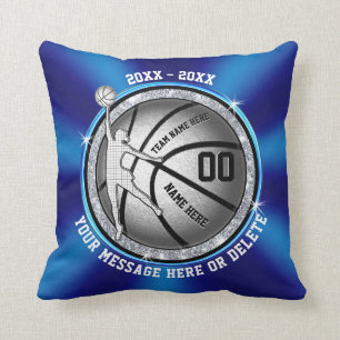 Coussin Idées supérieures bleues de cadeau de basket-ball