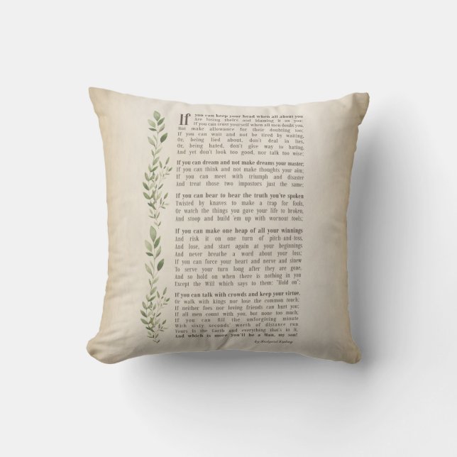 Coussin IF, Poème inspiré de Rudyard Kipling (Recto)