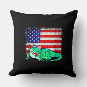 Coussin Iguana avec drapeau américain