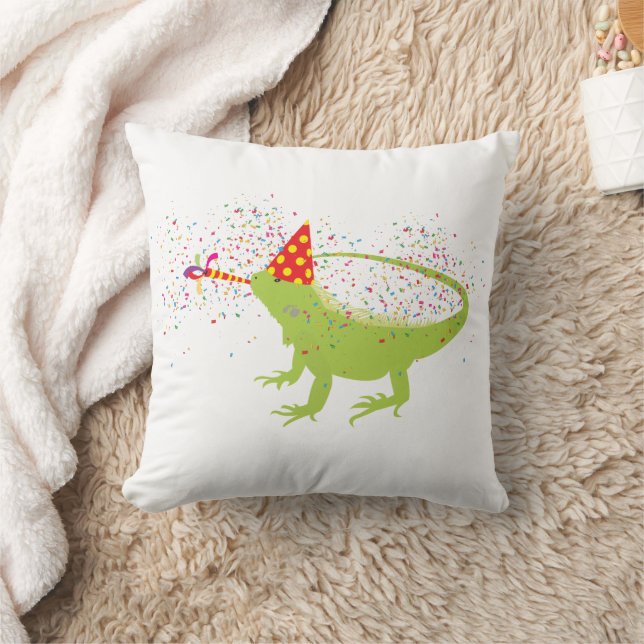 Coussin Iguana Lizard Fête Animaux ayant une fête (Couverture)