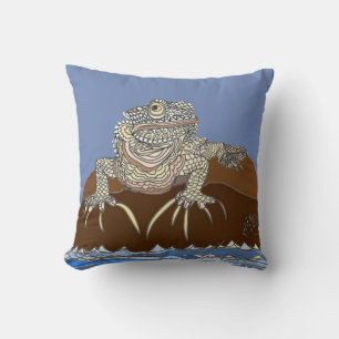 Coussin Iguana sur un rocher au crabe ermite