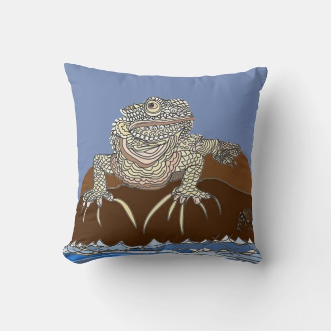 Coussin Iguana sur un rocher au crabe ermite (Recto)