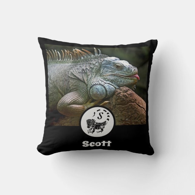 Coussin Iguana Wild Silhouette Nom Balise Photo (Recto)