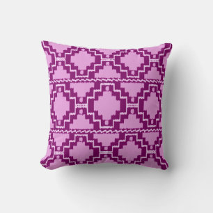 Coussin Ikat Aztec Tribal - Améthyste Violet et Pourpre