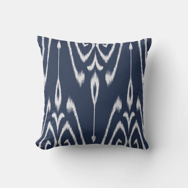 Coussin ikat bleu et blanc chic moderne (Recto)