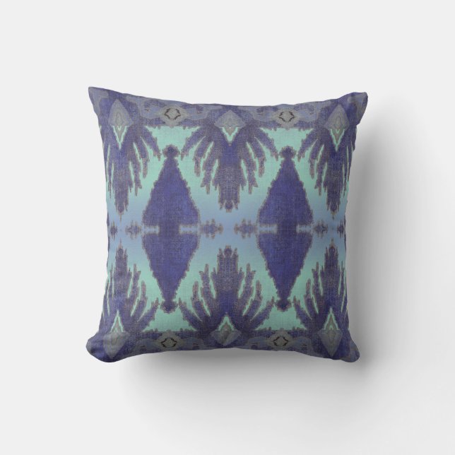 Coussin IKAT Bohemian Vintage Triangle Motif Boho Chic (Recto)