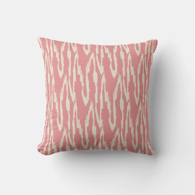 Coussin Ikat Brosse  Rose & Blanc Cassé (Recto)
