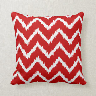 Coussin Ikat Chevrons - Rouge profond et blanc