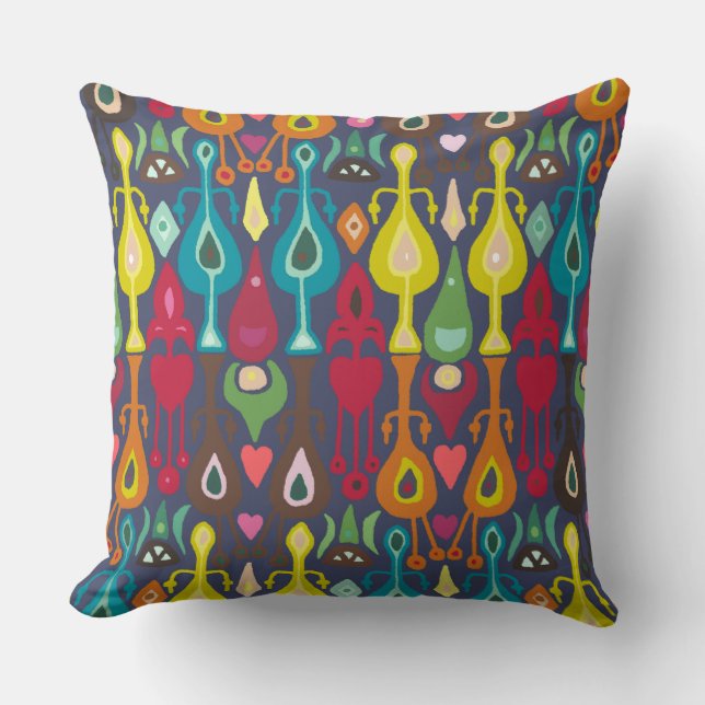 Coussin ikat d'amour indigo (Recto)