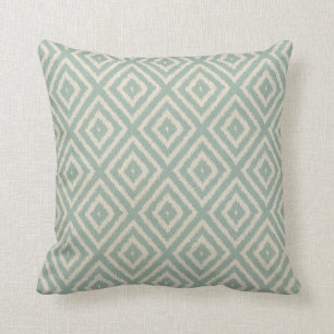 Coussin Ikat Diamond Motif en Seafoam Green Cream