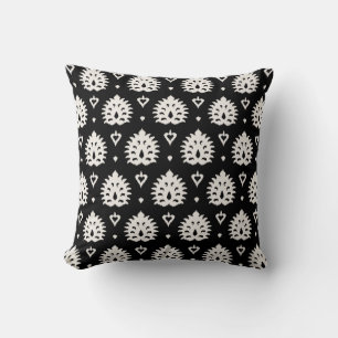 Coussin ikat noir et blanc chic moderne