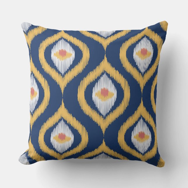Coussin Ikat Series Ogee Blue (Recto)