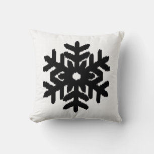 Coussin Ikat Snowflake - Blanc et noir