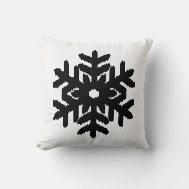Coussin Ikat Snowflake - Blanc et noir (Recto)