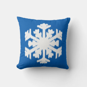 Coussin Ikat Snowflake - Cobalt bleu et blanc