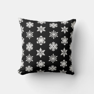 Coussin Ikat Snowflake - Noir et blanc