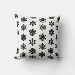 Coussin Ikat Snowflake - White and black