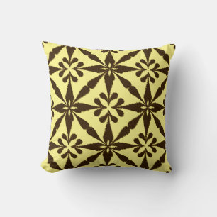 Coussin Ikat Star Motif - Brown et jaune