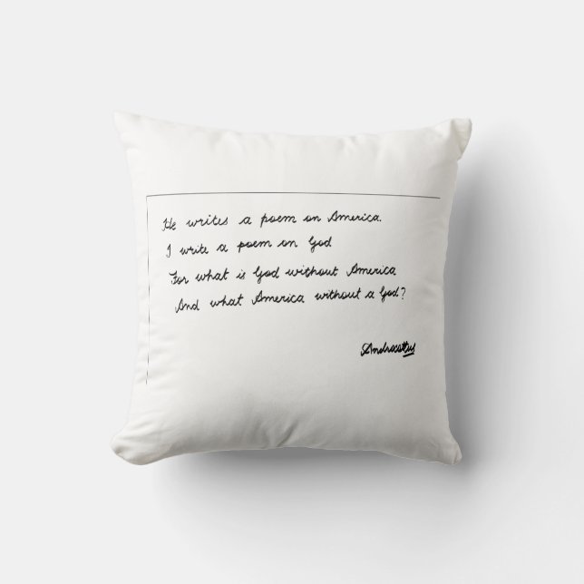 Coussin Il écrit un poème sur l'Amérique (Recto)