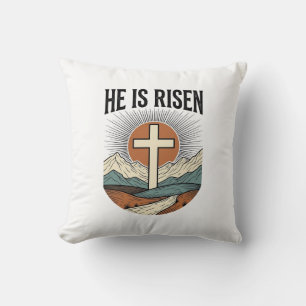 Coussin Il Est Ressuscité Croix Lever de Soleil Chemise de