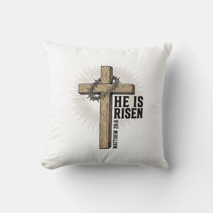 Coussin Il Est Ressuscité Croix Matthieu 28_6 Vintage Chré