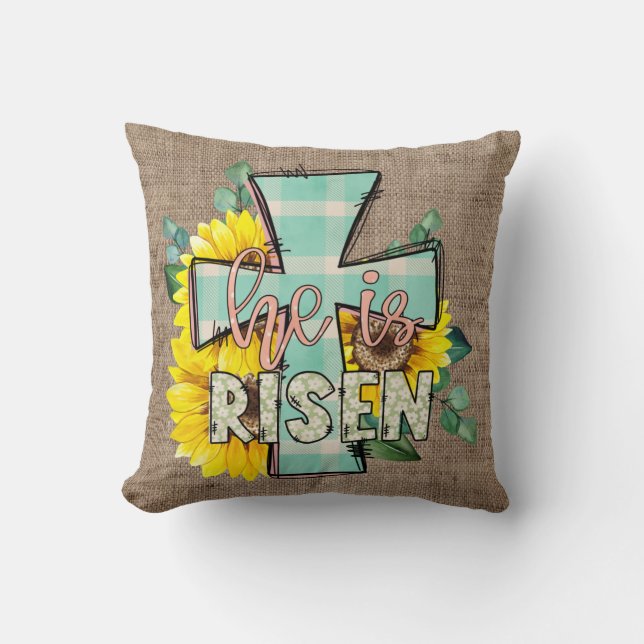 Coussin Il est ressuscité Décor de la Croix de Pâques (Recto)