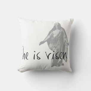 Coussin il est ressuscité pâques lds moderne noir blanc