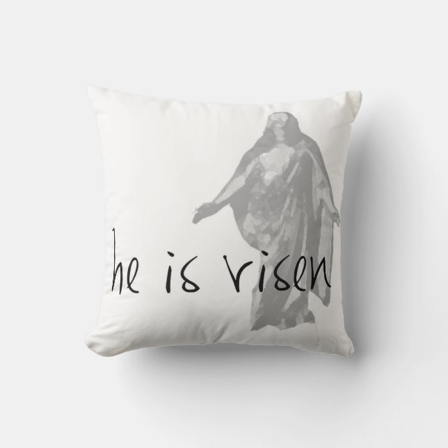 Coussin il est ressuscité pâques lds moderne noir blanc (Recto)