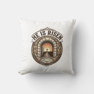 Coussin Il Est Ressuscité Vintage Pâques Croix T-Shirt