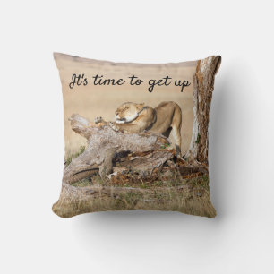 Coussin Il est temps de lever la photo Lion avec le texte