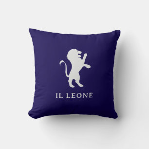 Coussin Il Leone   Élégant lion italien sur bleu foncé