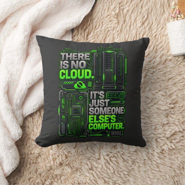 Coussin Il n'y a pas de cloud drôle programmeur IT (Couverture)