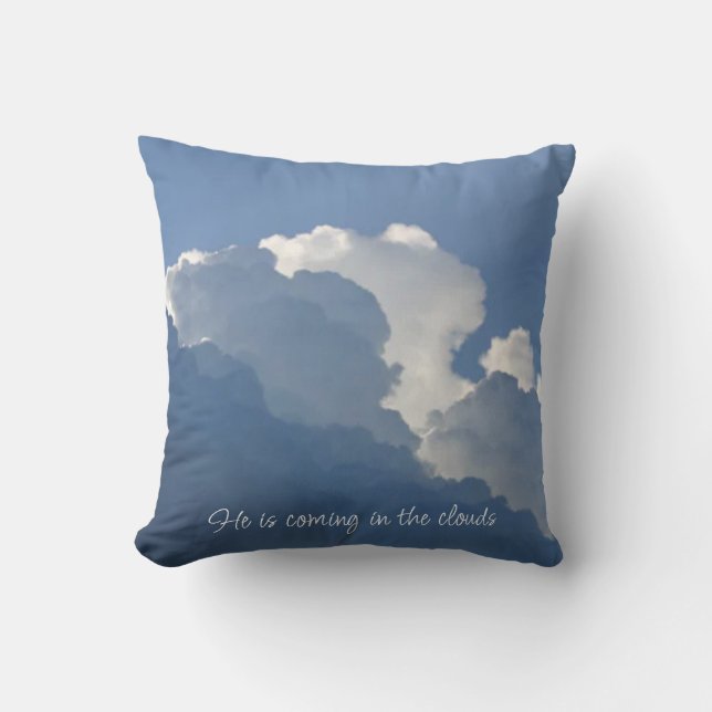 Coussin Il vient dans les nuages Citation chrétienne (Recto)
