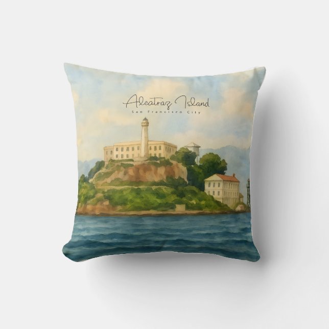 Coussin Île d'Alcatraz – Site touristique de San Francisco (Recto)