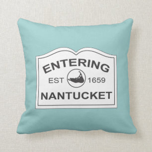 Coussin Île de Nantucket, est 1659 avec la carte en Aqua