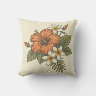 Coussin Île d'Hibiscus Motif Hawaïen - Scénique Réversible
