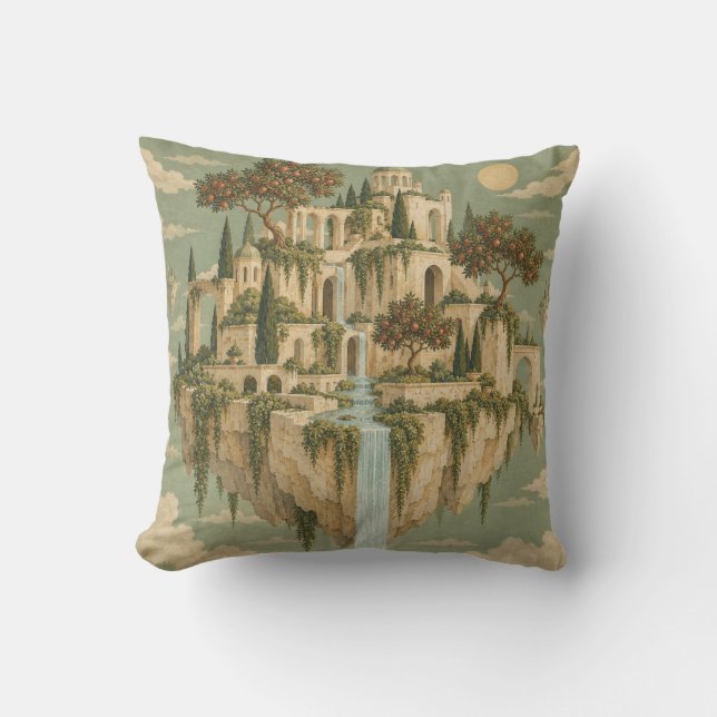 Coussin Île du palais de l'orchard flottant de sauge (Recto)