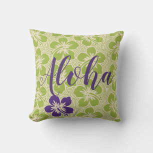 Coussin Ile Hibiscus Hawaïen réversible Aloha