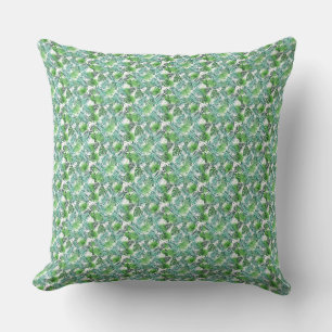 Coussin Île tropicale verte à feuilles de palmier