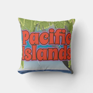Coussin Îles du Pacifique Art de vacances vintage