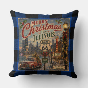 Coussin Illinois Route 66 Christmas City Glow