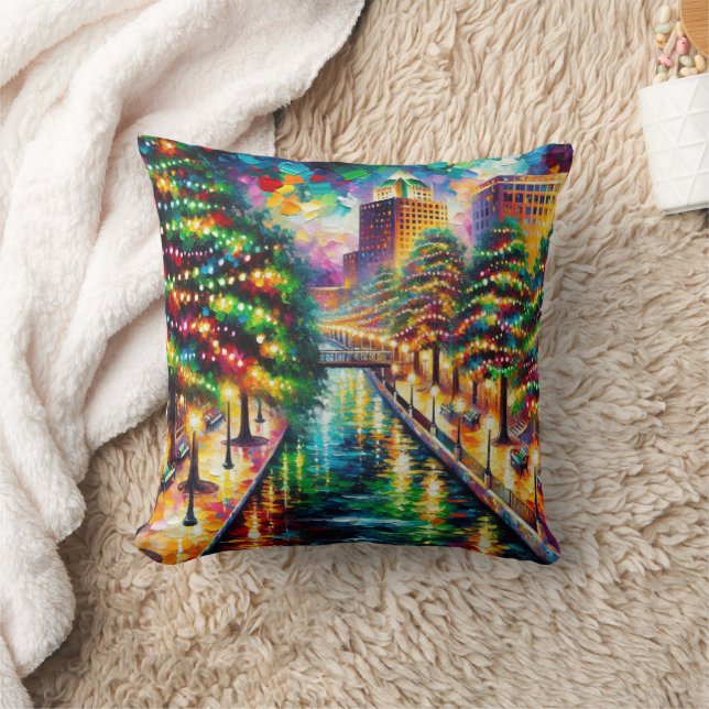 Coussin "Illumination de Noël : San Antonio Riverwalk" (Couverture)