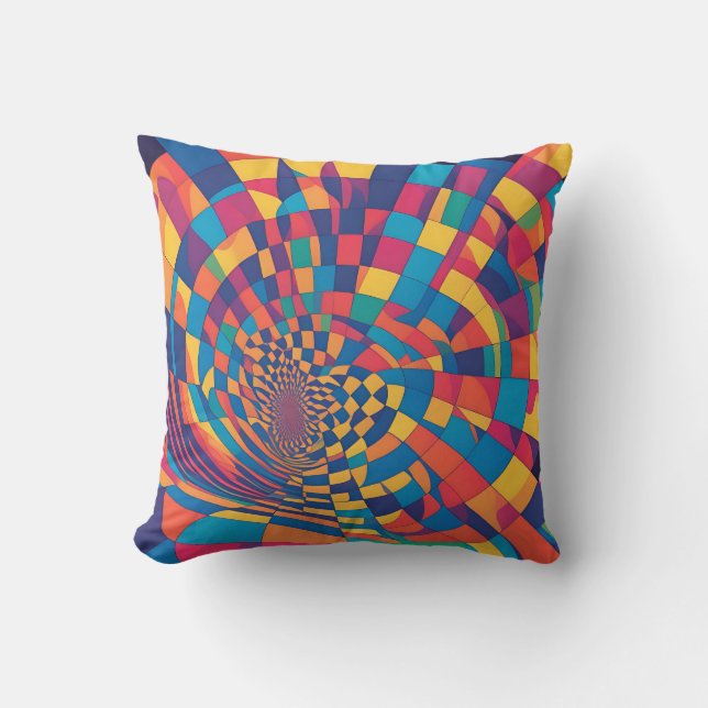 Coussin Illusion minimaliste : Twisting Checkerboard Motif (Recto)