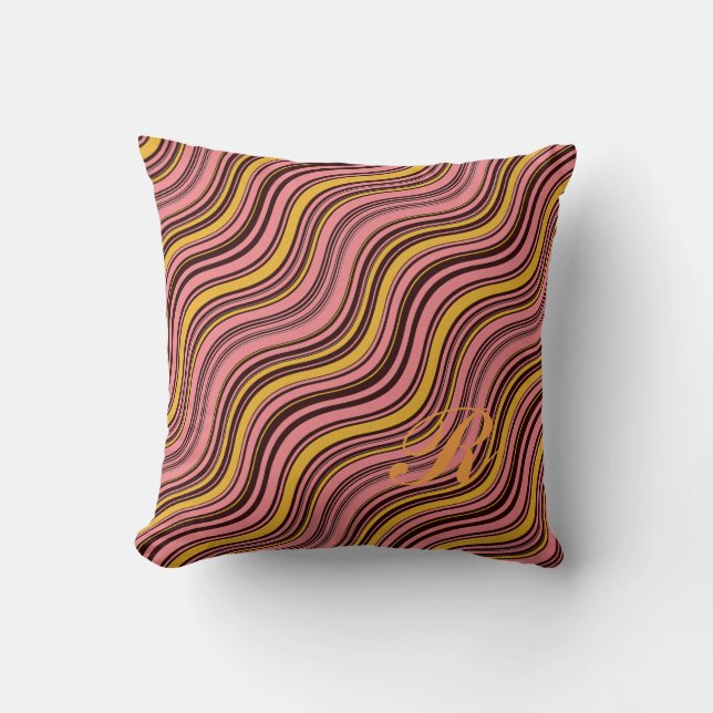 Coussin Illusion optique colorée Motif vague initial (Recto)