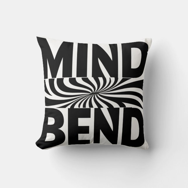 Coussin Illusion optique de pliage mental noir et blanc (Recto)