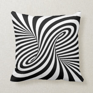 COUSSIN ILLUSION OPTIQUE MOTIF DE ZEBRA BLANC NOIR
